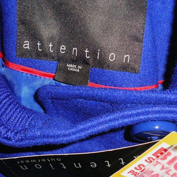 New attention women 60% wool blend blue bomber jacket size--S, M, L, XL - Picture 3 of 4